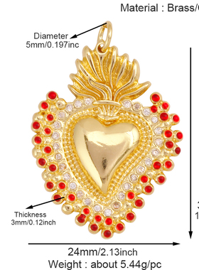 S58 新款欧美流行 独特 彩色 爱心 黄铜 镶锆石 心形小挂件