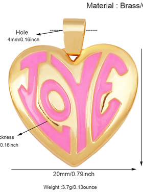 R34 新款 欧美流行 纯铜 滴油 彩色 Love 爱心 吊饰 项坠 小挂件
