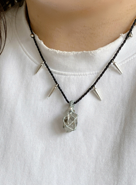闪灵钻原石项链创意原创小众纯手工绕线吊坠女挂坠锁骨链毛衣链