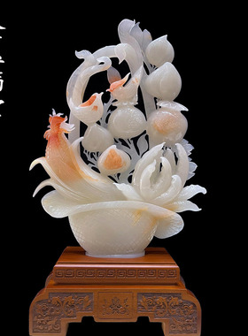 玉石蟠桃摆件祝寿贺礼