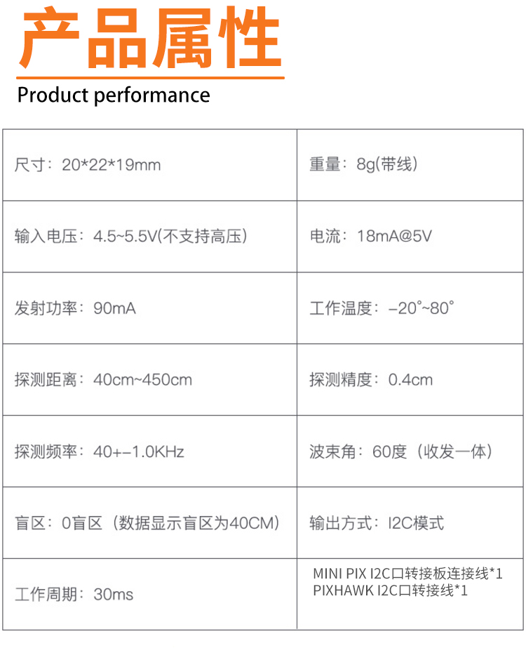 乐迪SUI04超声波避障模块 miniPIX Pixhawk APM飞控 防撞定高雷达 - 图0