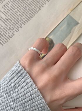 轻奢S925纯银鳞片戒指女韩国简约ins小众设计高级感复古冷淡时髦