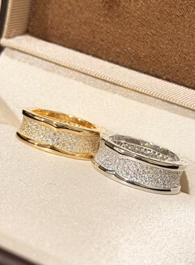 轻奢s925纯银 满钻小蛮腰宽版戒指感精致爆闪满天星