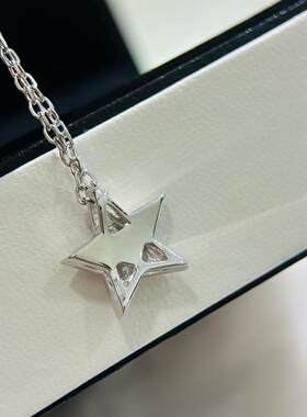 s925纯银满钻密镶镀铑星星五角星项链轻奢百搭锁骨链女