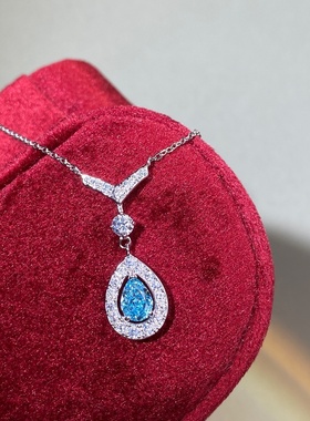 s925纯银项链女水滴帕拉伊巴水滴简约v字形ins风简约百搭爆款