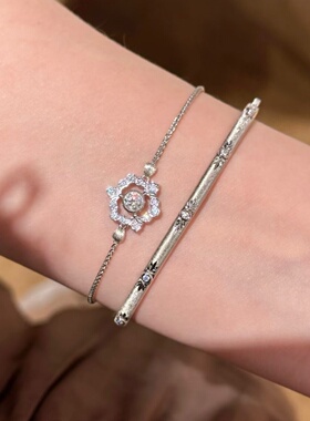 轻奢纯银s925意大利拉丝工艺星云手镯复古重工镶钻手饰女简约百搭