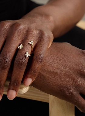 欧美热销爆款s925纯银简约花朵锆石个性百搭简约小众戒指