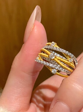 轻奢s925纯银意大利多层双色编织戒指女中古风感小众设计爆款指环