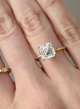 轻奢鑫葆康珠宝新款S925银10*10mm阿斯切宝塔戒指环简约时尚欧美