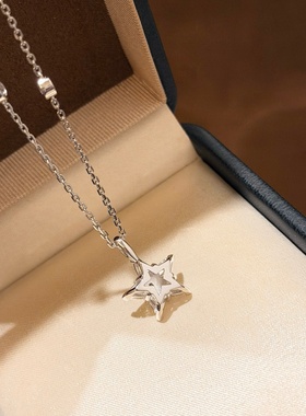 设计师s925纯银精工感闪钻高碳钻织女五角星星项链轻奢百搭锁骨