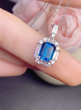 银伦敦925托帕石超深蓝蓝颜色mm