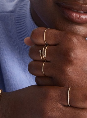 欧美热销爆款s925纯银多环锆石个性百搭感轻奢可调节戒指