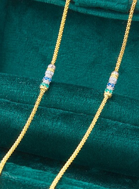 设计师意大利S925银1.4小圆抱镶彩色闪锆秋冬简约项链