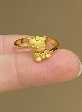 设计师金店同款kitty猫咪戒指可爱卡通食指开口可调节戒指情人节