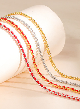 轻奢s925纯银双排圆珠红色手链女本命年小众设计感高级手工编织