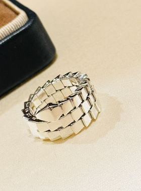 设计师s925纯银 光面三圈蛇戒指无钻轻奢百搭经典小众感