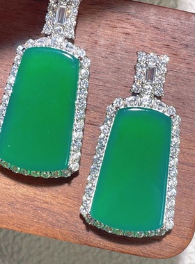 s925纯银新款天然绿玉髓高冰种事牌吊坠新中式国潮阳绿平安扣