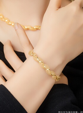 轻奢意大利爆款s925银首饰空气编织花生珠ins风感手链女