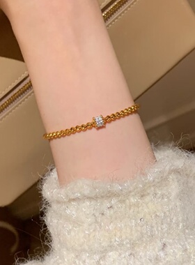 轻奢纯银S925意大利进口弹力绳蹦迪月亮珠手链精致闪耀小众设计