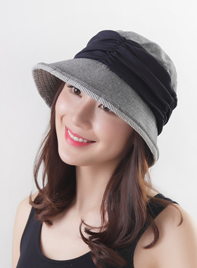 日本小渔夫帽贴布皱褶旅行帽女帽
