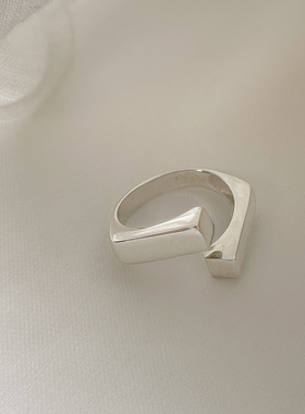 韩版S925银线条交叉戒指女复古时尚简约个性开口指环创意食指戒潮