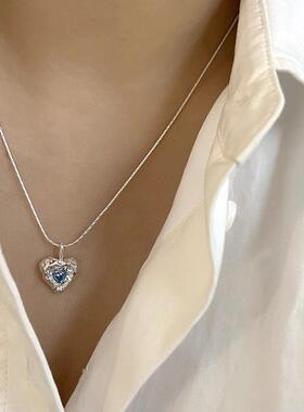 熔岩爱心吊坠项链女韩版个性时尚百搭S925银锁骨链轻奢颈链潮