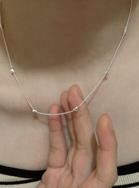 极简冷淡风爱心项链女叠戴百搭时尚个性S925镀银锁骨链ins风颈链