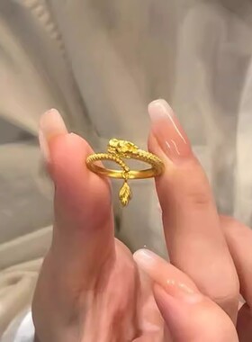 神龙摆尾戒指女民族风本命年生肖龙形开口指环百搭新中式食指戒潮