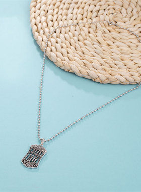 国潮S925银个性珠算盘项链女复古创意精打细算锁骨链嘻哈毛衣链潮