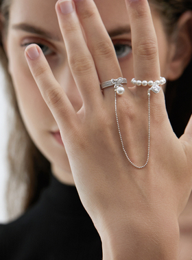 原创设计轻奢珍珠流苏纯银戒指