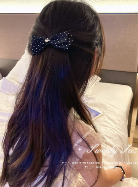 露系波点蝴蝶结弹簧夹女后脑勺