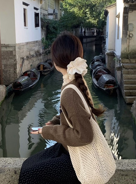 法式蕾丝花边大肠发圈丸子头