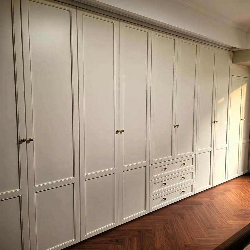 实木衣柜复古色法式樱桃木衣橱中古简约家用卧室柜子原木全屋定制 - 图1