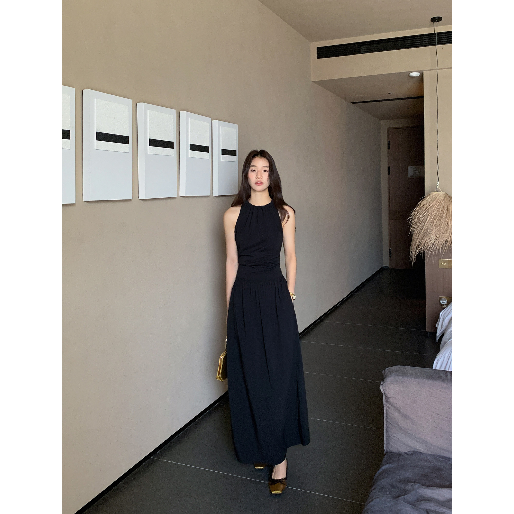 MULVAN 设计感蝴蝶结无袖背心+高腰a字半身长裙套装女夏新款,淘宝优惠券,粉丝福利购,淘宝优惠卷