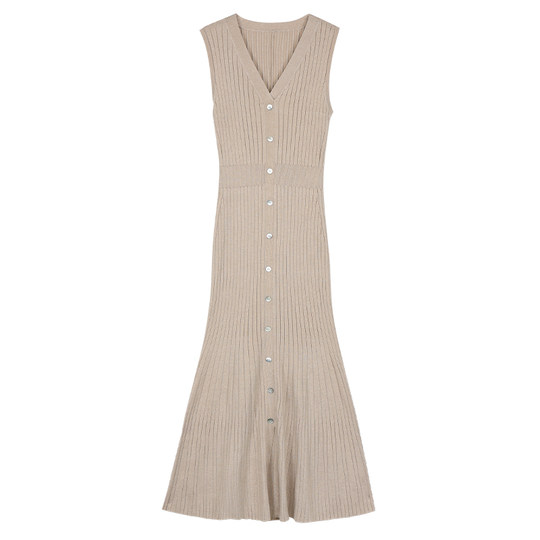 Temperamento de Mulvan Vestido sin mangas en V para mujeres en verano tenis suave de cintura delgada