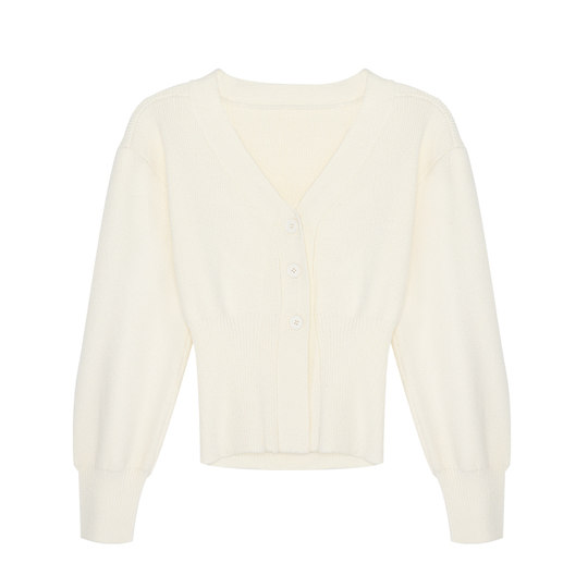 Korean style v-neck long-sleeved short sweater cardigan