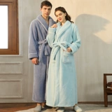 Двусторонний бархатный зимний мужской фланелевый длинный банный халат для влюбленных, бархатная пижама, увеличенная толщина, большой размер