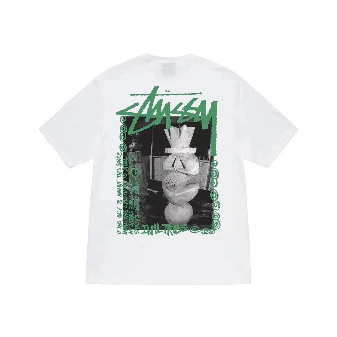 [海外正品]stussy2023新款经典印花短袖STU世界巡游男女青少年短T - 图1