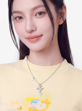 AWE日常百搭气球狗银米粒项链女