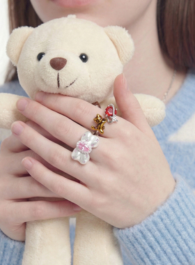 AWE邓佳鑫同款蝴蝶结鸢尾花戒指