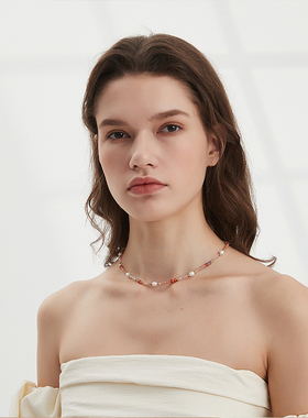 AWE新中式国风红玛瑙串珠项链女