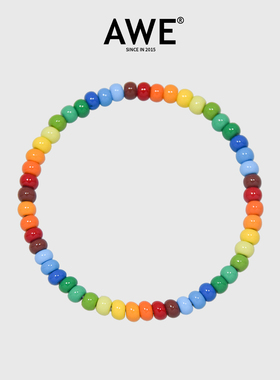 AWE彩虹色搪瓷珐琅串珠手链项链