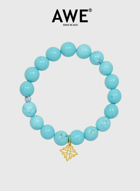 AWE天然绿松石虎眼石水晶手链女