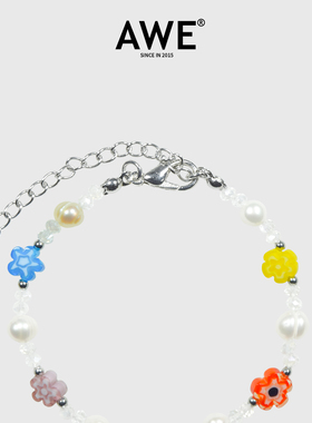 AWE官方彩色串珠琉璃水晶手链女