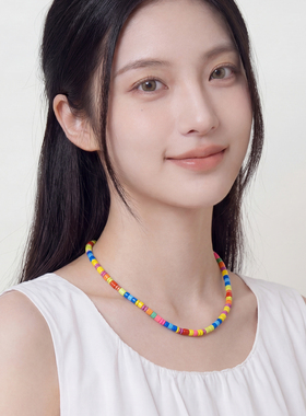 AWE汪苏泷同款彩色搪瓷串珠项链