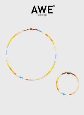 AWE白百何同款彩色搪瓷串珠项链