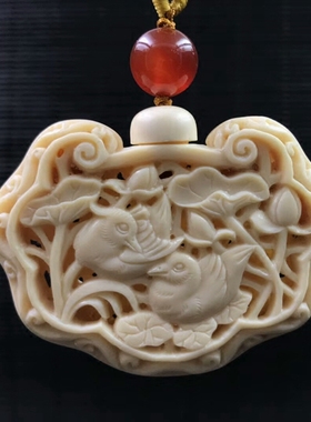 猛犸象牙手工雕刻五福临门吊坠