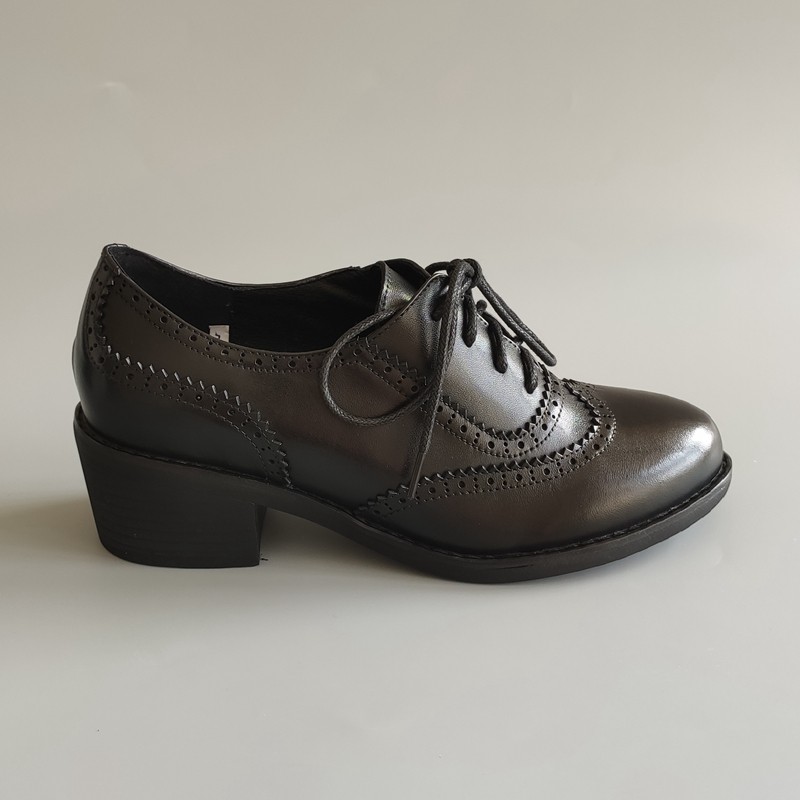 秋冬新款真牛皮英伦学院风小皮鞋复古布洛克圆头中粗跟深口女单鞋,淘宝优惠券,粉丝福利购,淘宝优惠卷