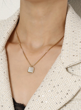 谭松韵方婉之同款贝壳方块项链