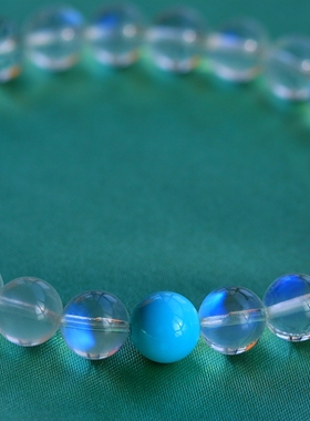 玻璃体高瓷手链蓝月光石